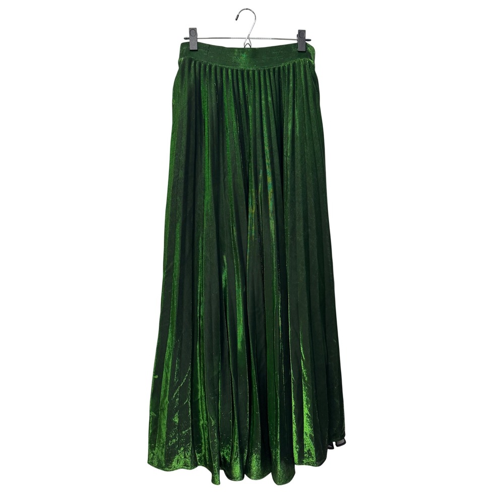 TOV Los Angeles Emerald Green Metallic Pleated Maxi Skirt Size 42 US Med/LG